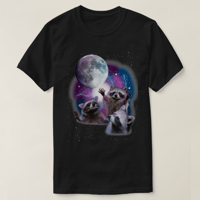 T-shirt Raccoons hurlant à la lune Chemise Funny Raccoon C (Design devant)