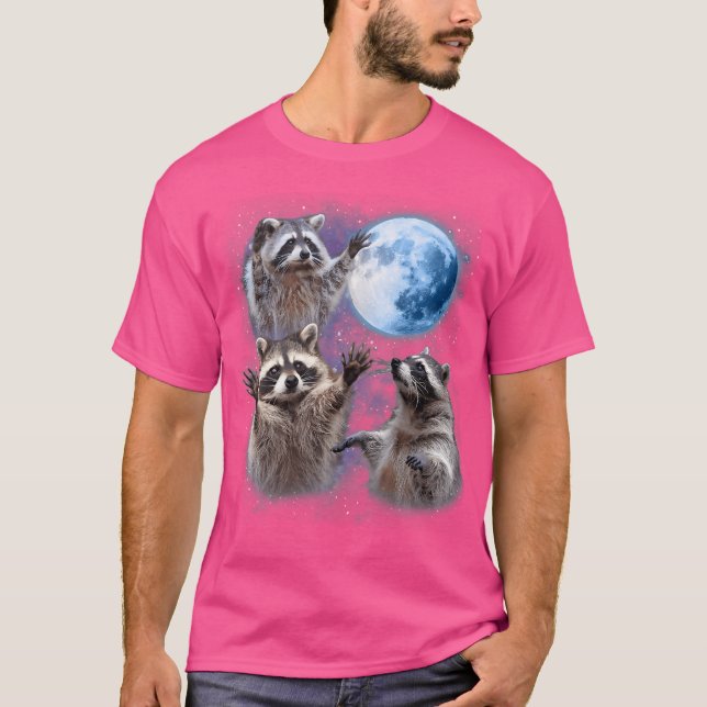 T-shirt Raccoons hurlant Sur La Chemise Lune - Drôle Racco (Devant)
