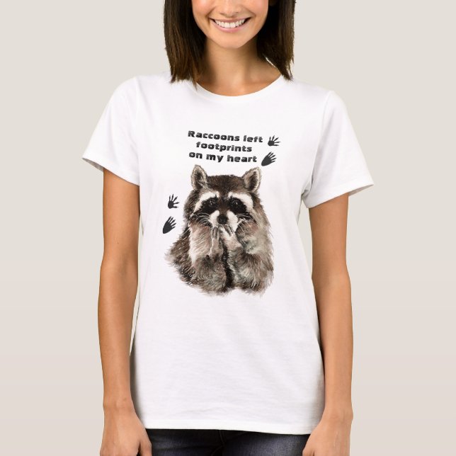 T-shirt Raccoons laissés empreintes sur ma citation d'Humo (Devant)