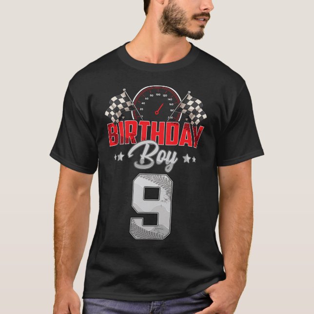 T-shirt Race Car 9e anniversaire Boy Party Racing 9 ans (Devant)