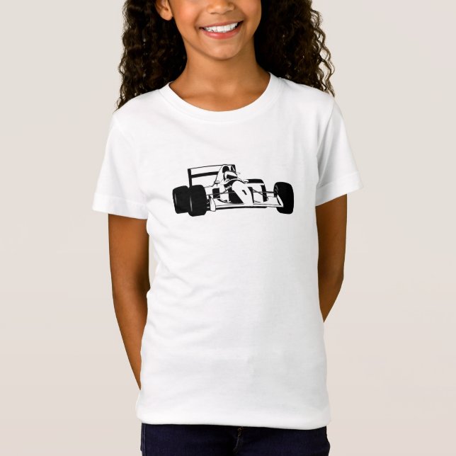 T-Shirt Race Car Silhouette noir et blanc (Devant)
