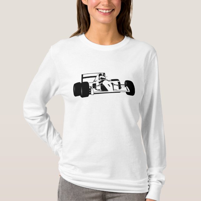 T-shirt Race Car Silhouette noir et blanc (Devant)
