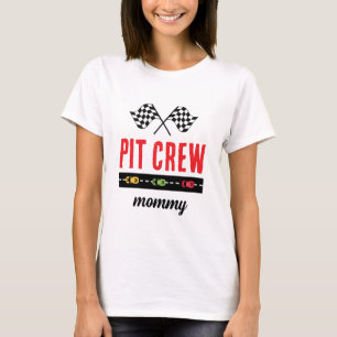 T-shirt Race Car White Pit Crew maman