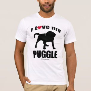 T-SHIRT "RACE DE CHIEN" - PUGGLE - "J'AIME MON PUGGLE "