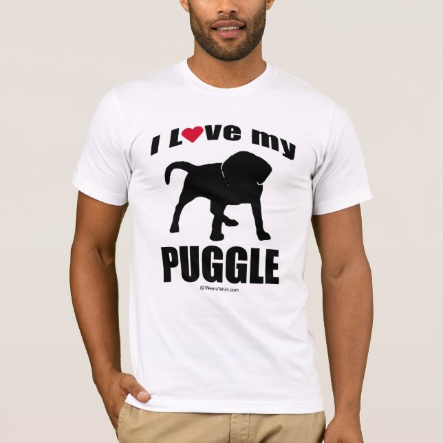 T-SHIRT "RACE DE CHIEN" - PUGGLE - "J'AIME MON PUGGLE " (Devant)