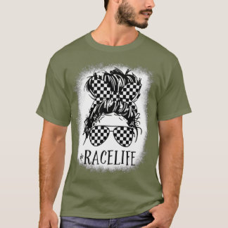 T-shirt Race Life Messy Bun Drôle Maman Bun Racer