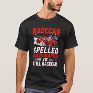 T-shirt Racecar épelé à l'envers piste de course Pit Crew