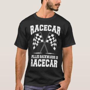 T-shirt Racecar épelé à l'envers piste de course Pit Crew