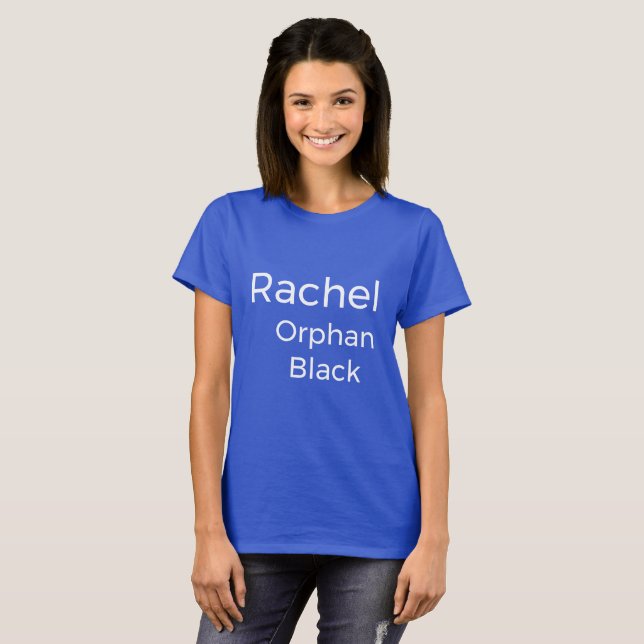 T-shirt Rachel de orpheline Noir simple police de lecture (Devant entier)