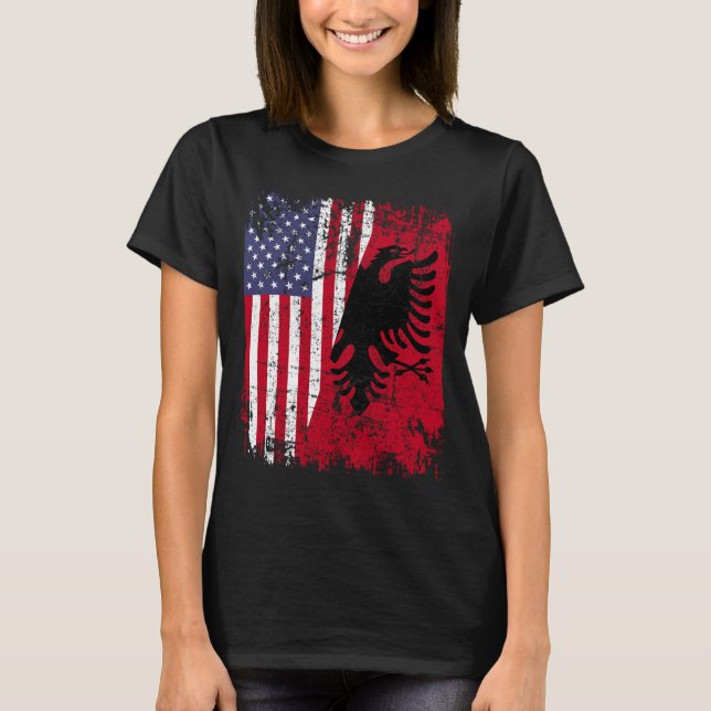 T-shirt RACINE ALBANAISE Aigle rouge demi-américain ALBANI (Devant)