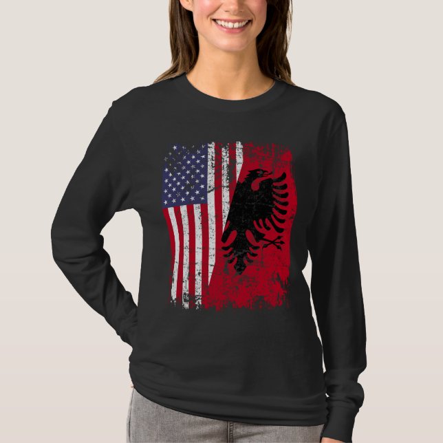 T-shirt RACINE ALBANAISE Aigle rouge demi-américain ALBANI (Devant)