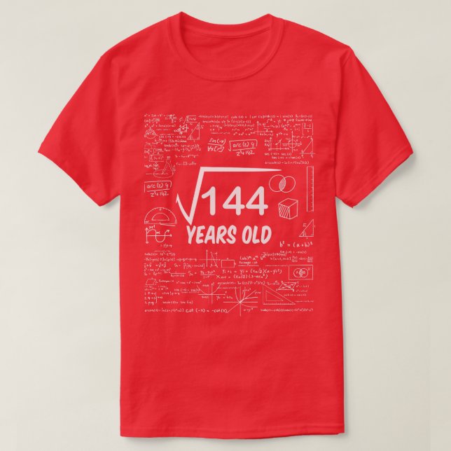 T-shirt Racine carré de 14412e anniversaire 12 ans math (Design devant)