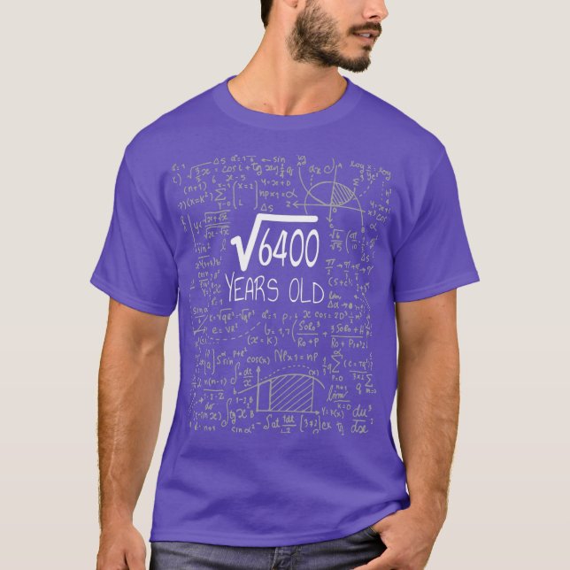 T-shirt Racine carré de 6400 80 ans 80e anniversaire (Devant)