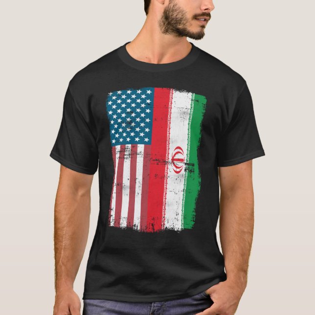 T-shirt  RACINE IRANIENNE Drapeau semi-américain USA DRAPE (Devant)