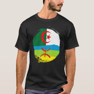 T-shirt Racines algériennes Drapeau à moitié Amazigh Fiers