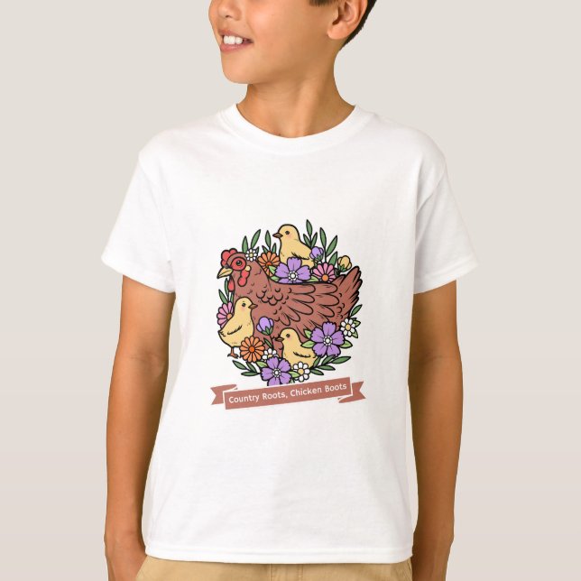 T-shirt Racines de campagne, poulet botté  (Devant)