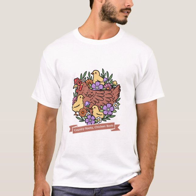 T-shirt Racines de campagne, poulet Chicken Boots  (Devant)