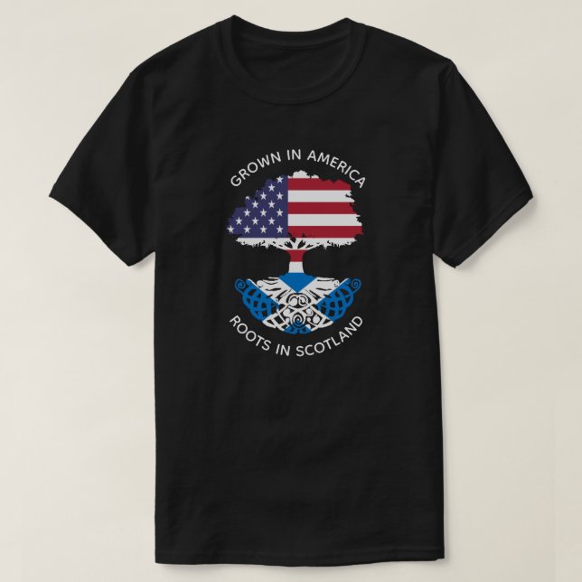 T-shirt Racines Écossaises-Américaines En Ecosse Arbre Cel (Design devant)