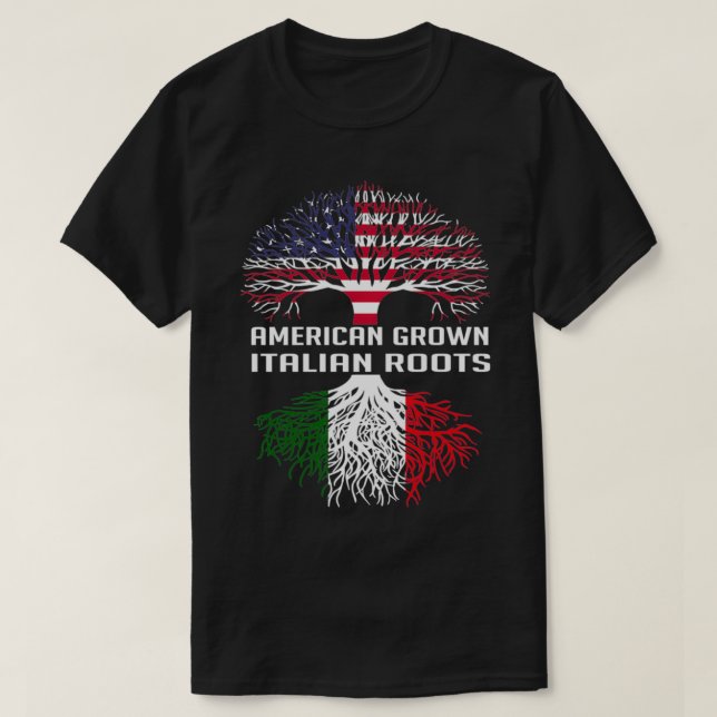 T-shirt Racines italiennes de croissance américaine Italie (Design devant)