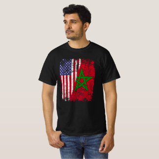 T-shirt RACINES MAROCAINES | Drapeau américain moitié | DR