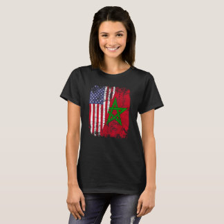 T-shirt RACINES MAROCAINES | Drapeau américain moitié | DR
