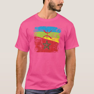 T-shirt Racines Marocaines Drapeau Moitié Amazigh Fiers Ma