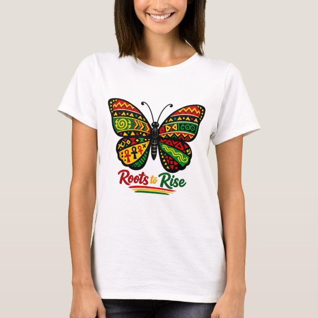 T-shirt Racines pour s'élever Papillon d'histoire noire Af (Devant)