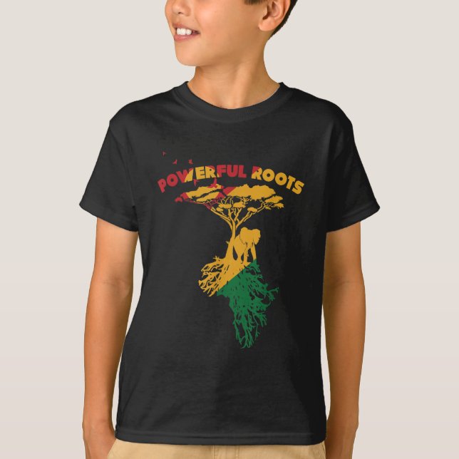 T-shirt Racines puissantes Afro African American Pride Bla (Devant)