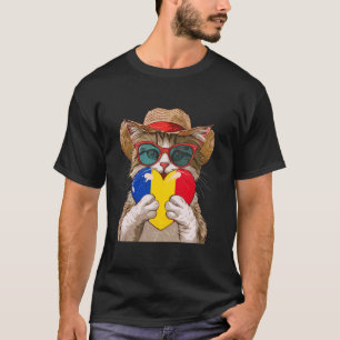 T-shirt Racines roumaines de Roumanie Chat mignon Cœur Dra