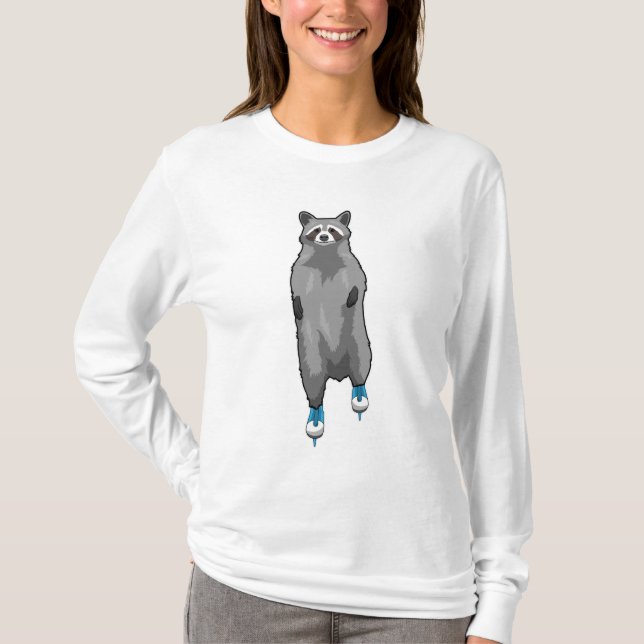 T-shirt Racon au patinage sur glace avec patins sur glace (Devant)