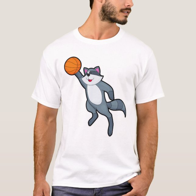 T-shirt Racon comme joueur de basket-ball avec basket-ball (Devant)