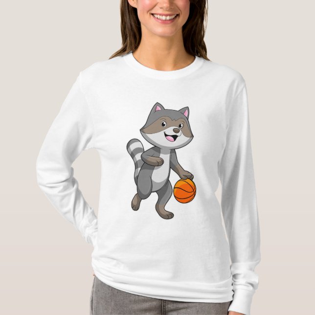 T-shirt Racon comme joueur de basket-ball avec basket-ball (Devant)