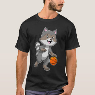 T-shirt Racon comme joueur de basket-ball avec basket-ball