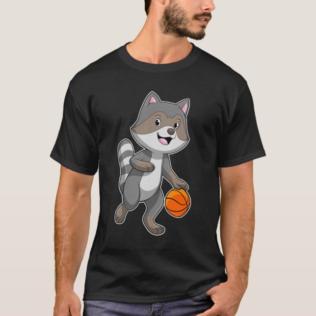 T-shirt Racon comme joueur de basket-ball avec basket-ball (Devant)