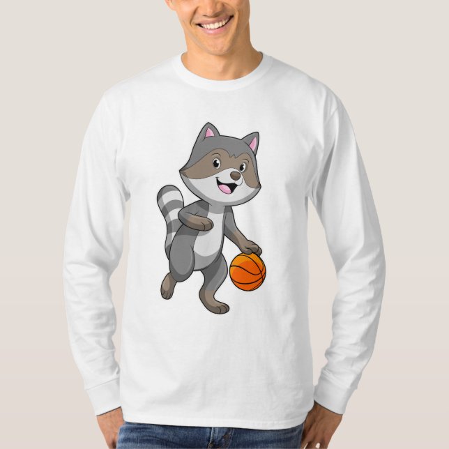 T-shirt Racon comme joueur de basket-ball avec basket-ball (Devant)