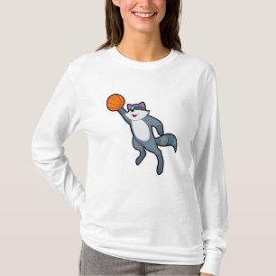 T-shirt Racon comme joueur de basket-ball avec basket-ball