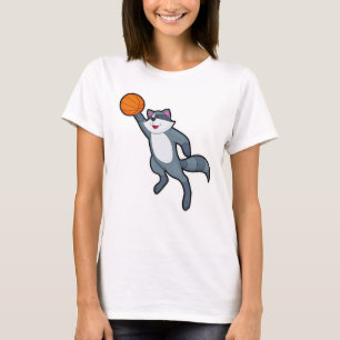 T-shirt Racon comme joueur de basket-ball avec basket-ball