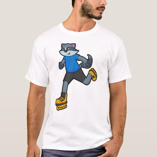 T-shirt Racon comme patineur avec patins en ligne (Devant)