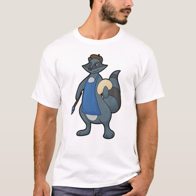 T-shirt Racon comme peintre avec pinceau (Devant)