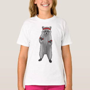 T-shirt Racoon à Fitness avec Dumbbells