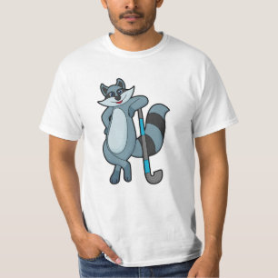 T-shirt Racoon à Hockey avec bâton de hockey
