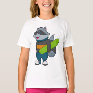 T-shirt Racoon as Snowboarder avec snowboard