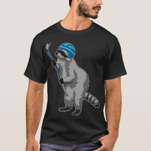 T-shirt Racoon au hockey sur glace avec bâton de hockey su