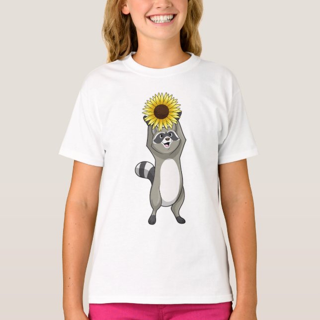 T-shirt Racoon avec tournesol (Devant)