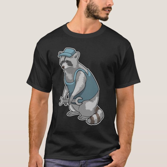 T-shirt Racoon comme artisan avec une clé (Devant)
