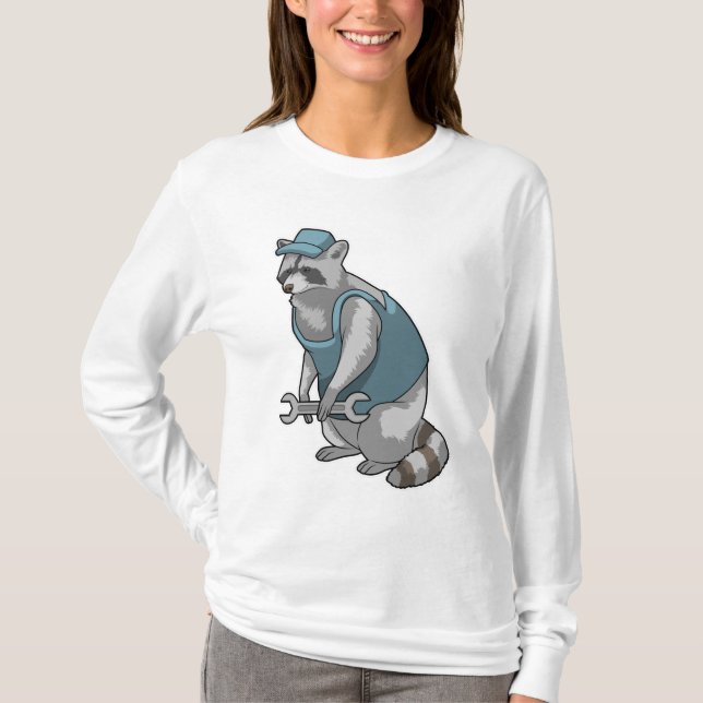 T-shirt Racoon comme artisan avec une clé (Devant)
