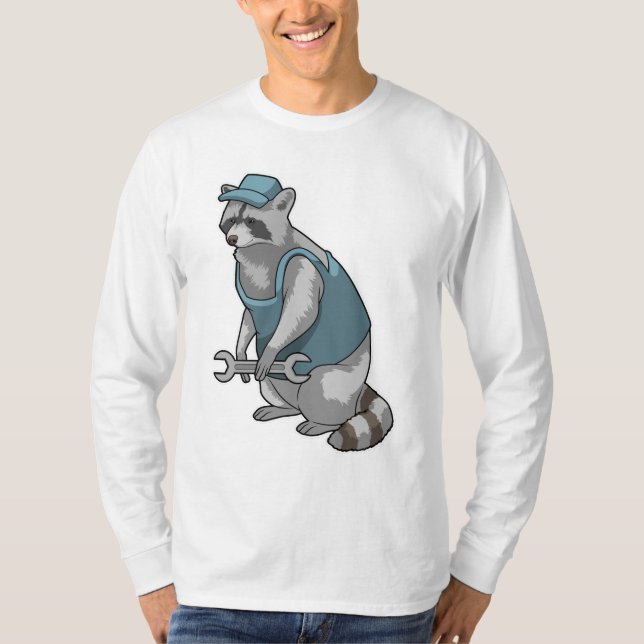 T-shirt Racoon comme artisan avec une clé (Devant)