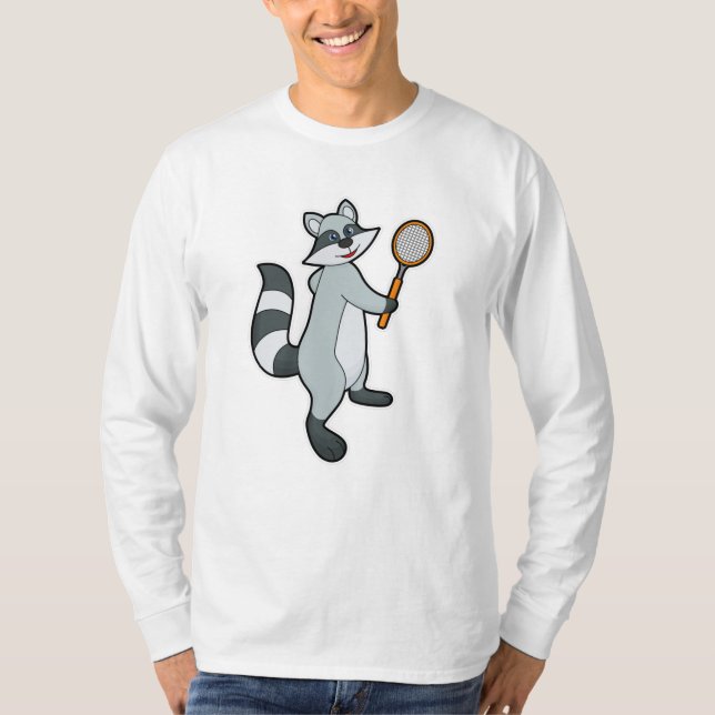 T-shirt Racoon comme joueur de tennis avec raquette de ten (Devant)