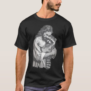 T-shirt Racoon Lover Trash Panda Christian Jesus tenir un