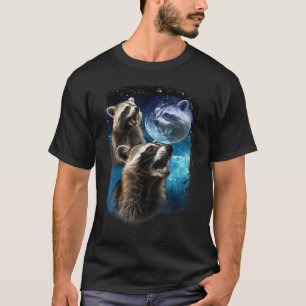 T-shirt Racoon Moon hurle aux 3 Drôle Racoons Vintages il